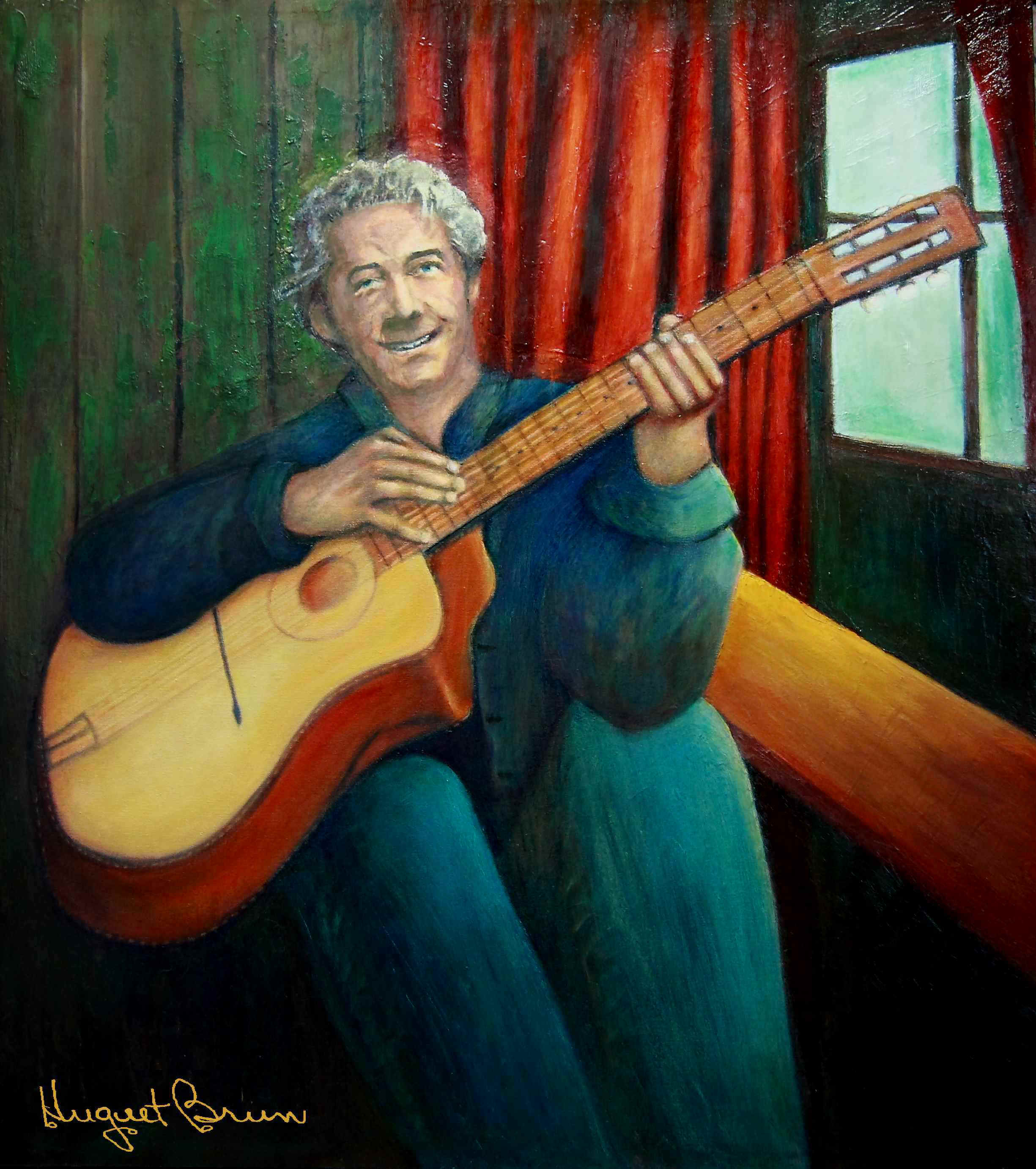 Felix de Vaudreuil dans sa maison sur le Chemin de l'Anse par l'artiste peintre Huguette Brun