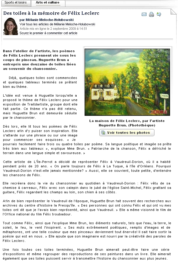Parution le 2 septembre 2009. Article de Mlanie Meloche-Holubowski