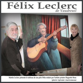 Martin Leclerc, photographe,  prsente le tableau de son pre Felix excut par l'artiste peintre Huguette Brun